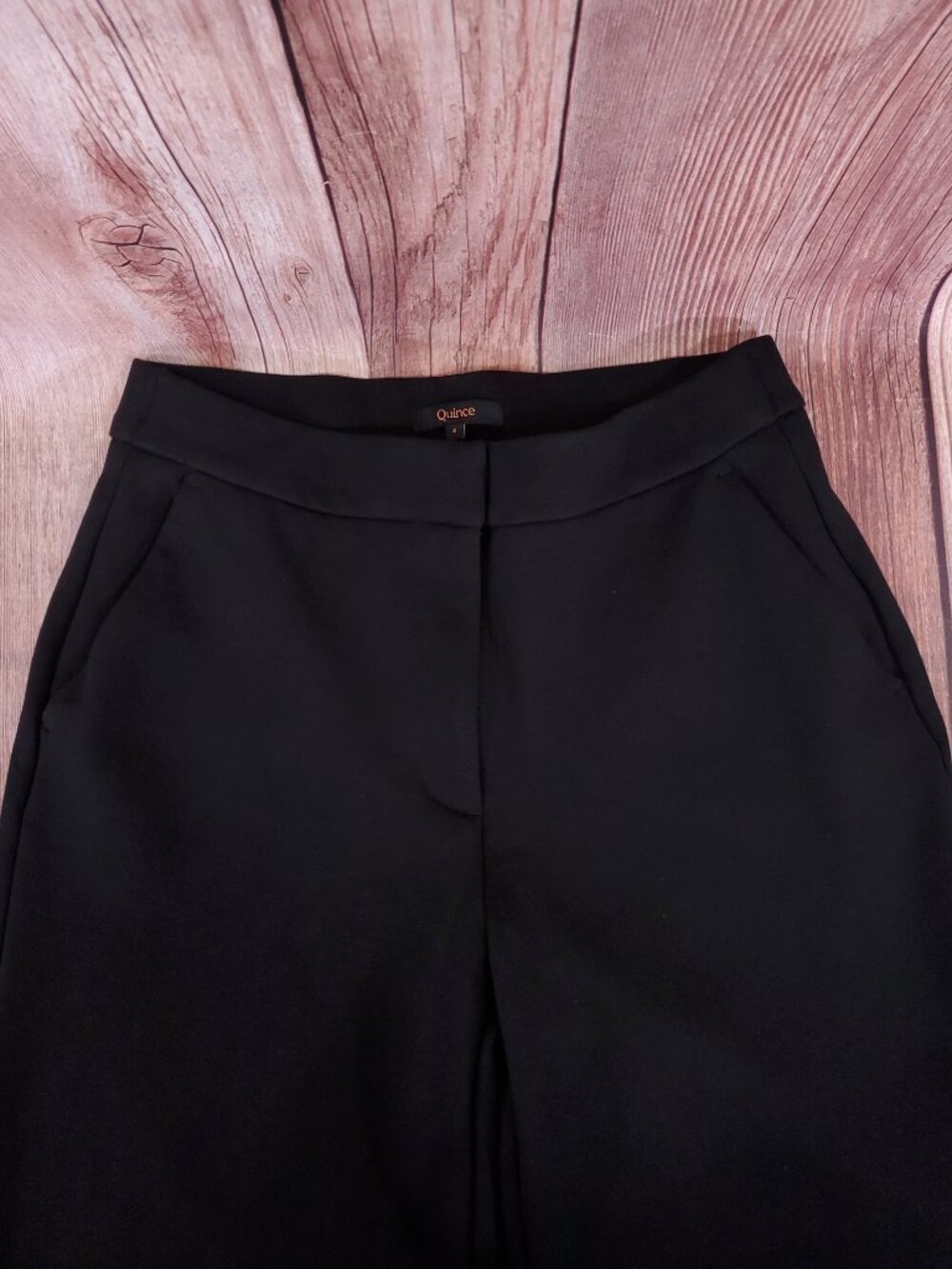 Quince Womens Size 4 Ultra Stretch Ponte Trousers Black Wide Leg High Rise Pants - Picture 3 of 14